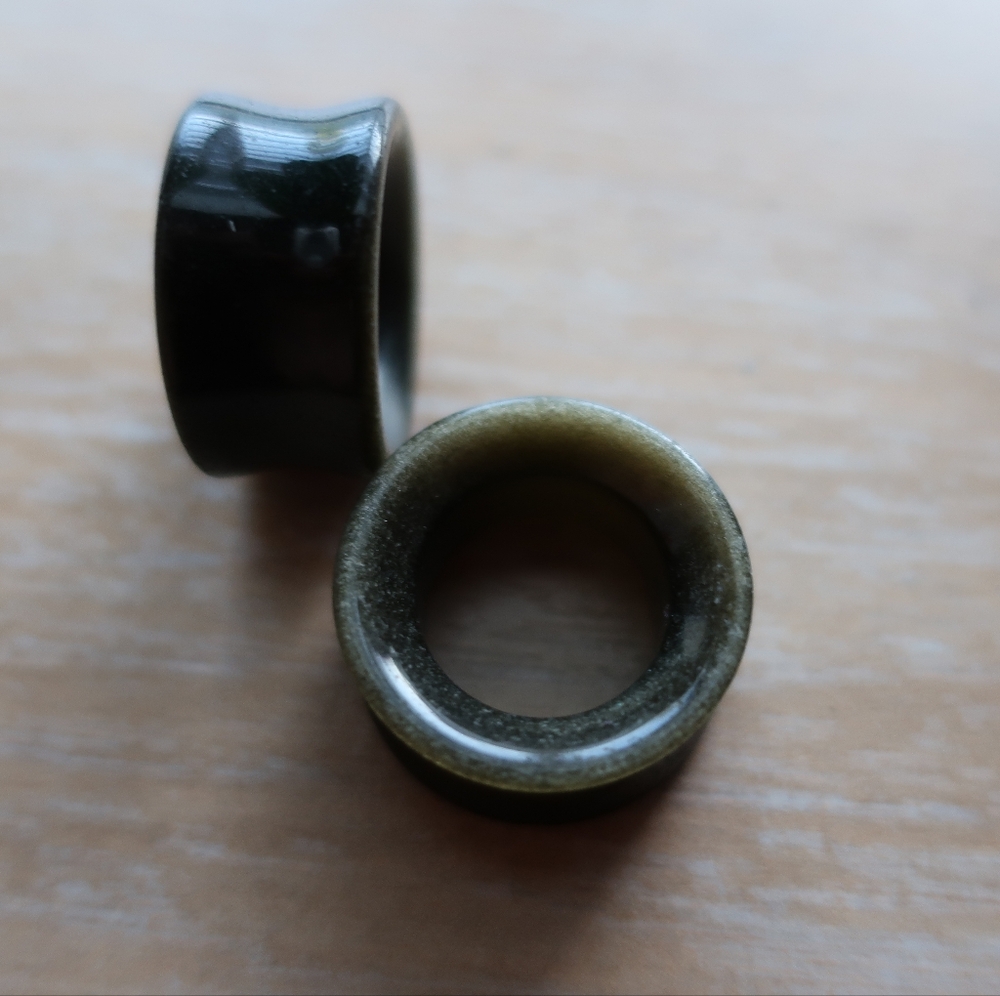 Natural stone gold sheen obsidian tunnel plugs 22mm or 7/8 inch